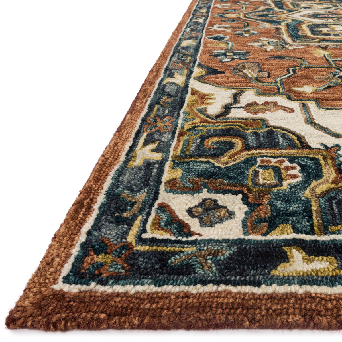 Hand-hooked Wool Star Area Rug Red/Multi 7'9" x 9'9" F423588