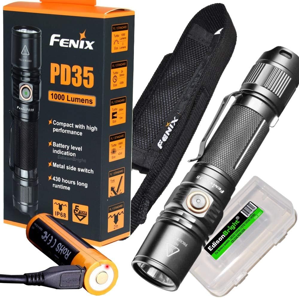 1000 Lumen Flashlight with USB Rechargeable Battery & Carry Case S69084