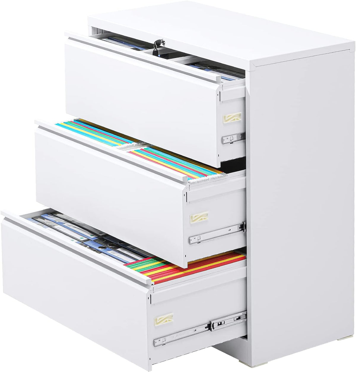 Black Mobile Filing Cabinet 3 Drawer with Lock Wheels M59710