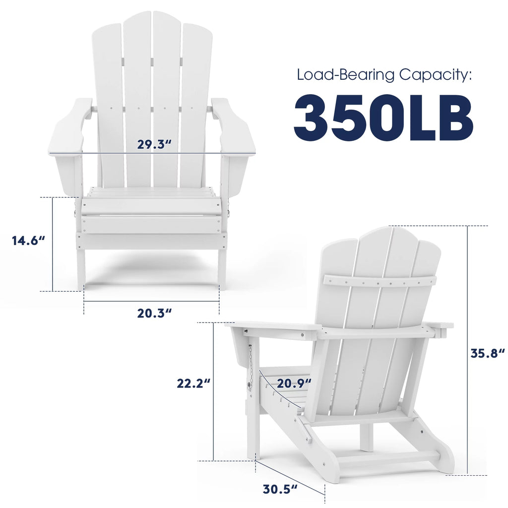 White HDPE Resin Adirondack Chair J55097