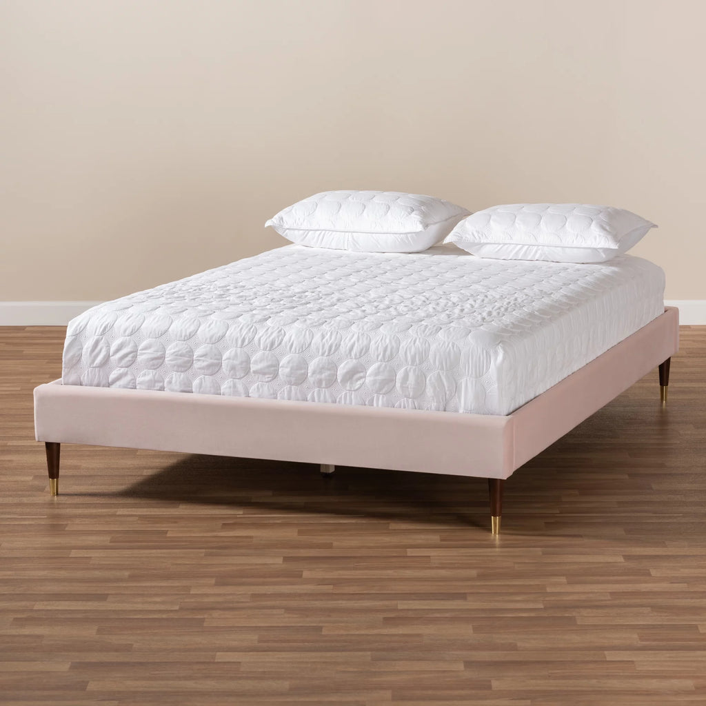 Velvet Upholstered Wood Platform King Bed X923