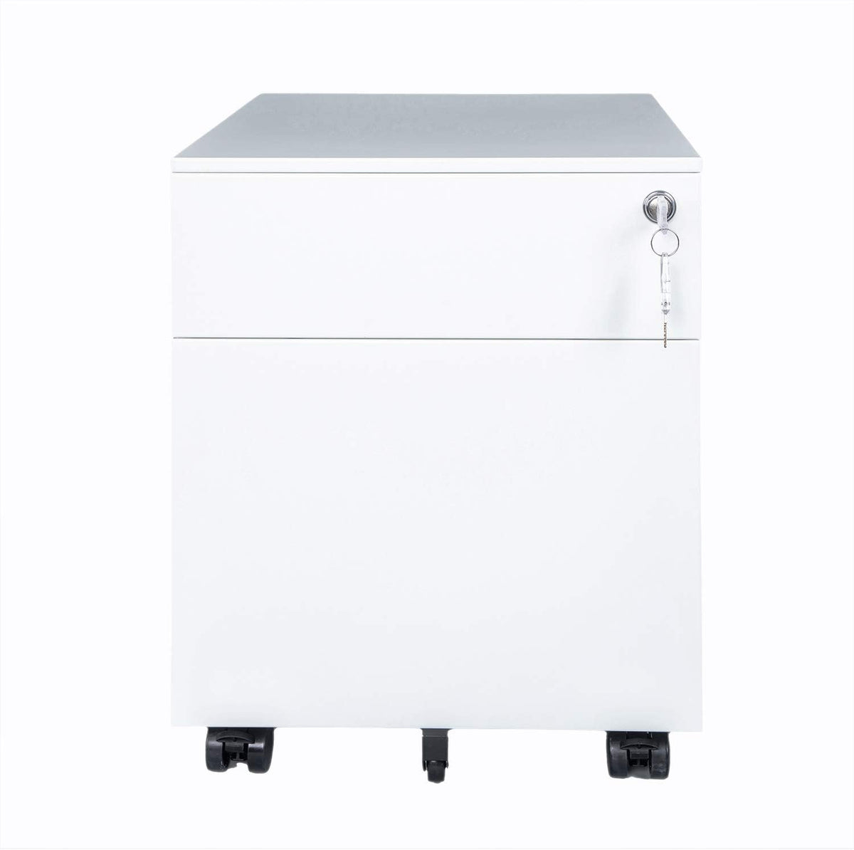 White 2 Drawer Steel File Cabinet with Casters and Lock D161086