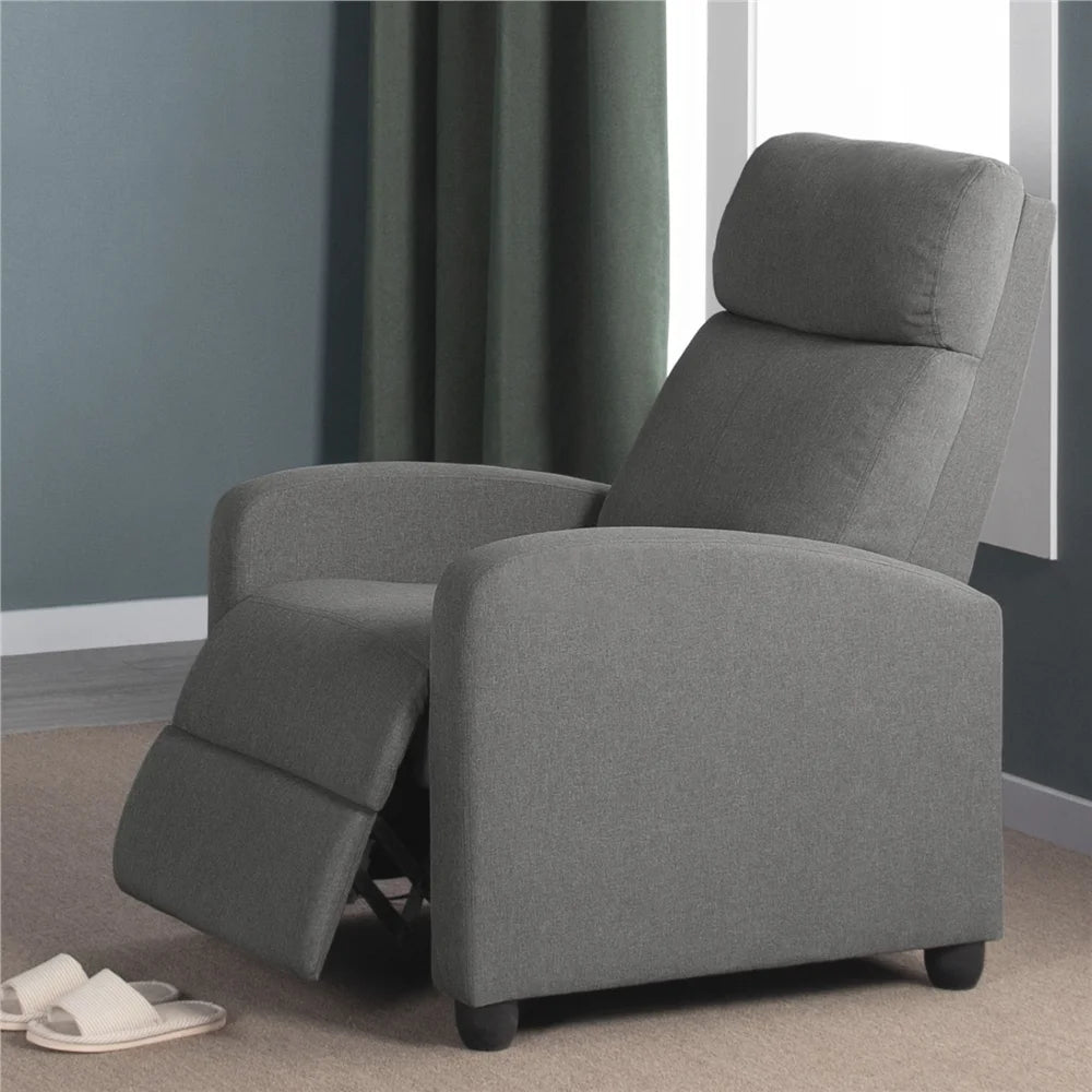 2pcs Gray Fabric Upholstered Recliner Chair Q337587