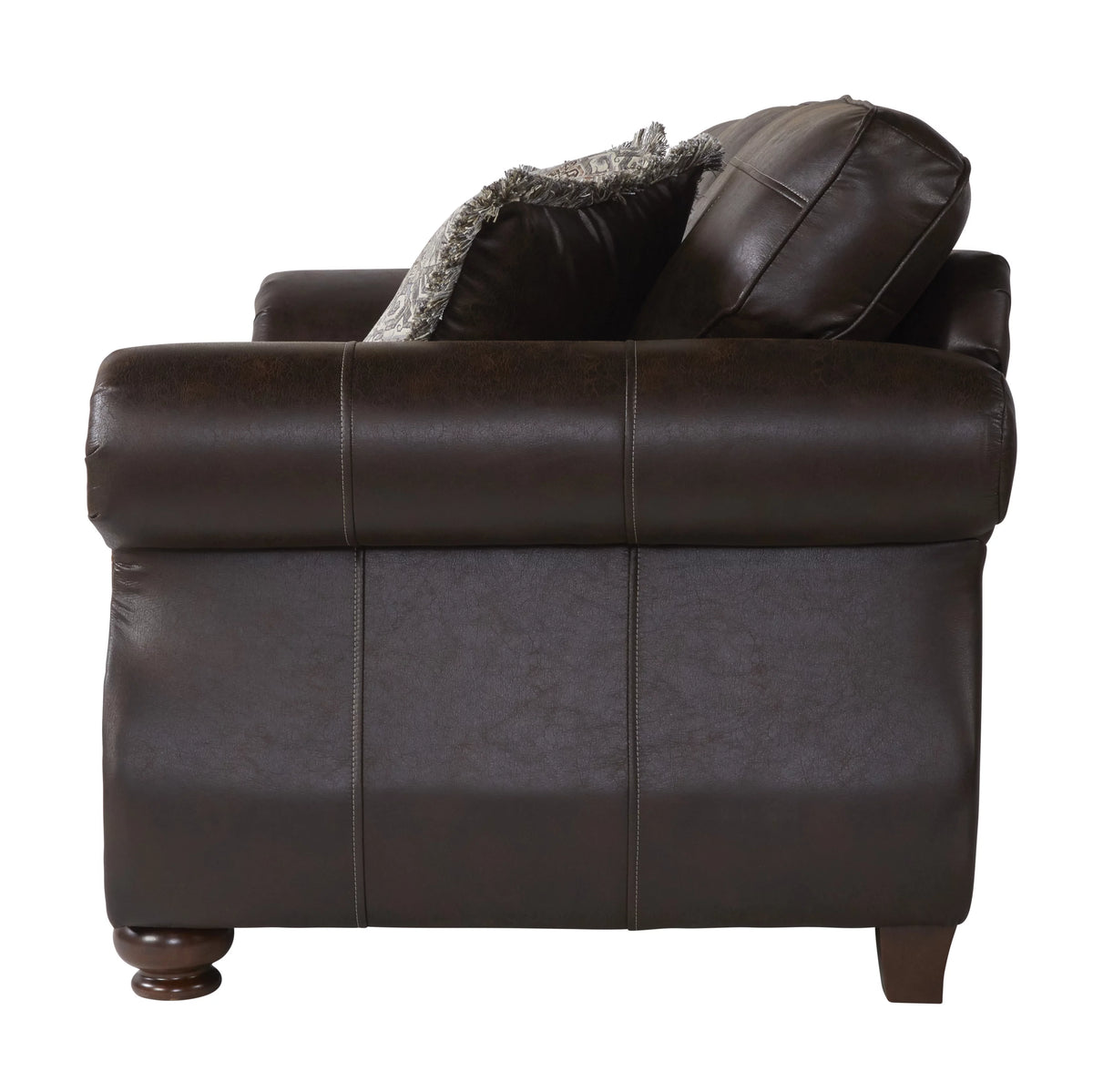 Espresso Faux Leather Sofa and Loveseat Set J58389