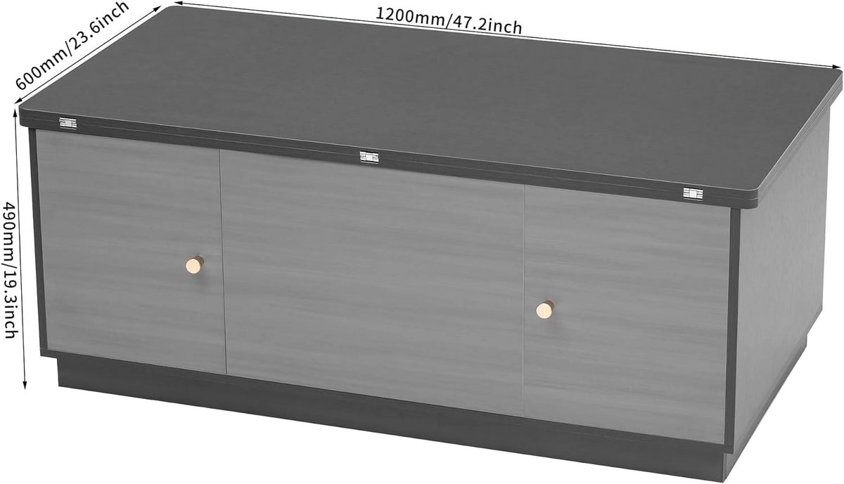 Dark Gray Lift Top Coffee Table with Storage Q5425