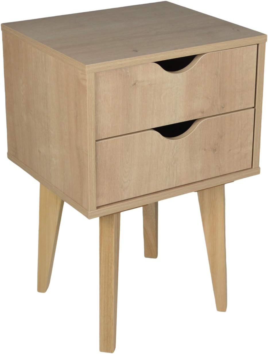 Black Two Drawer Wood Nightstand B6852