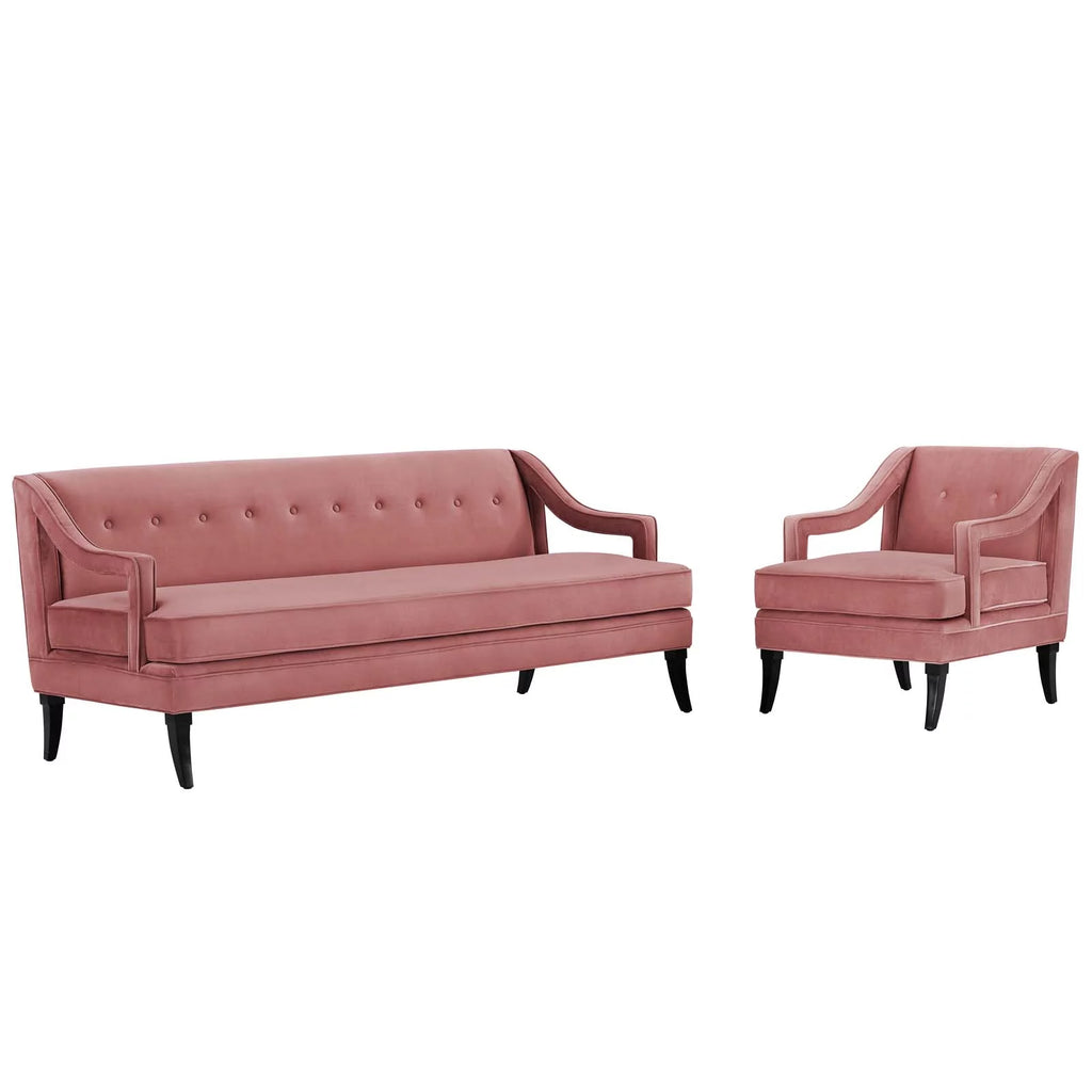 Dusty Rose Performance Velvet Set of 2 Living Room Set K823426