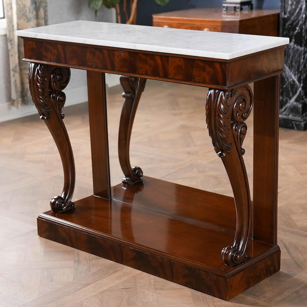 Mahogany Marble Top Console W773112