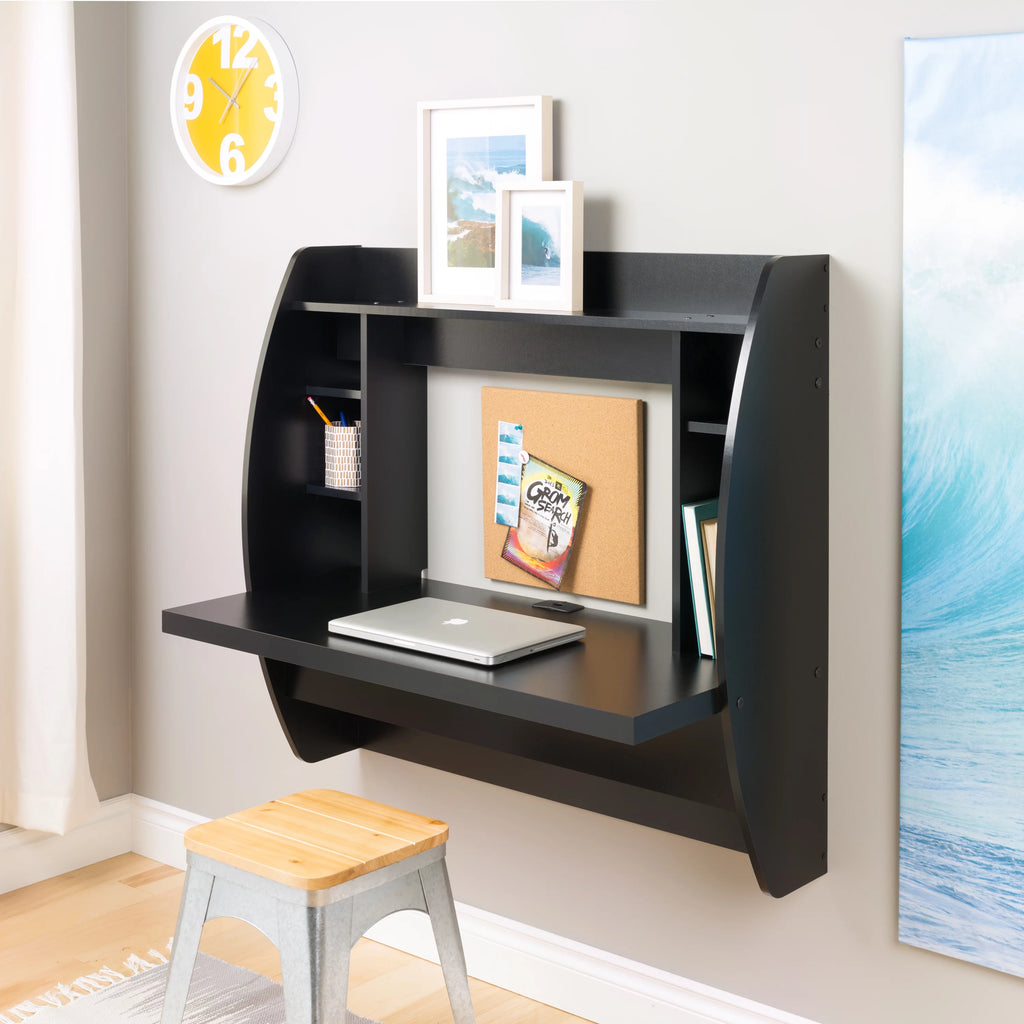 Black Wall Mounted Desk with Storage H6464