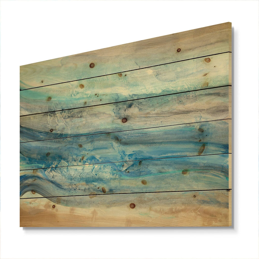 Blue Nautical Coastal Print on Natural Pine Wood V747