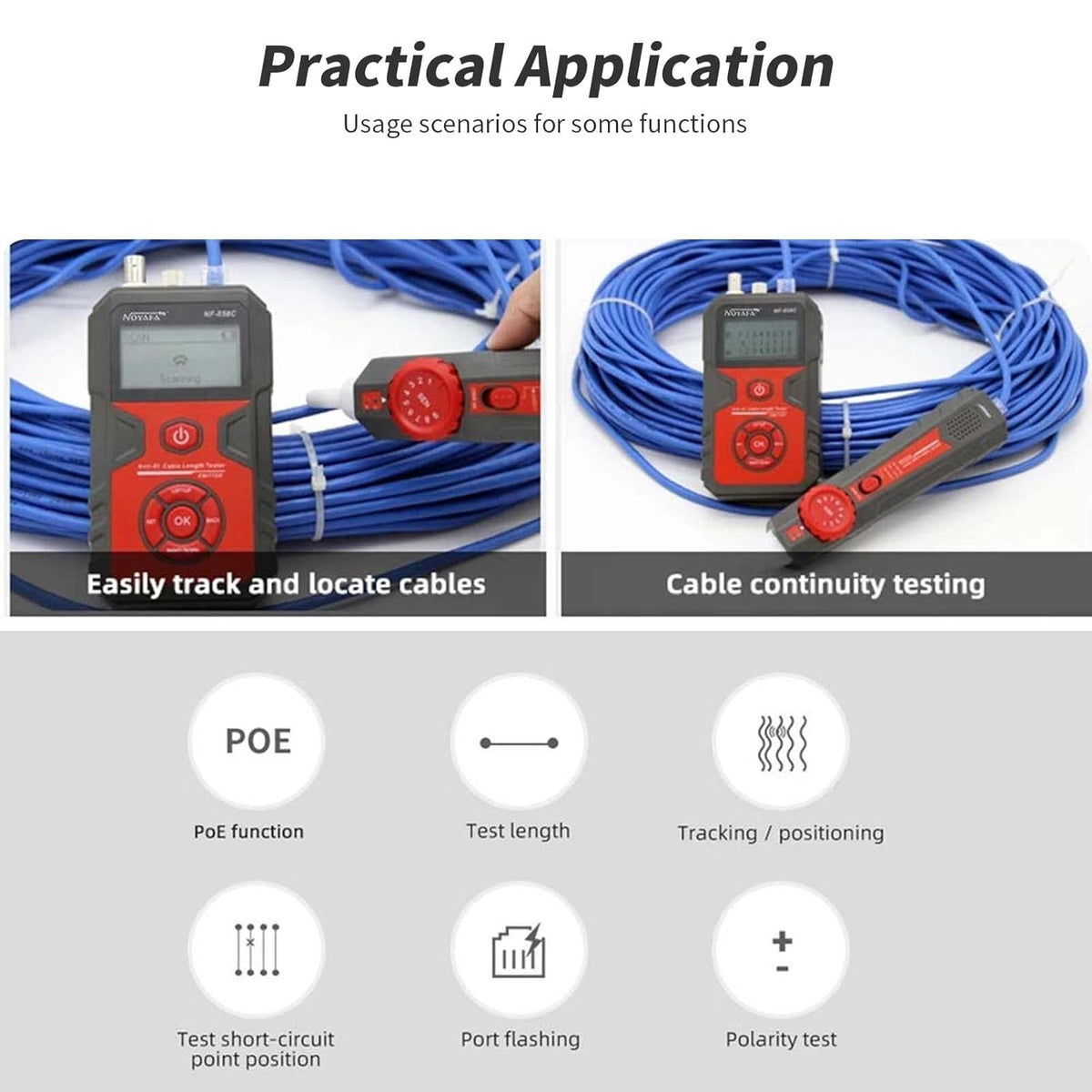 LCD Network Tester with RJ11 RJ45 Coax Cable Tester and VFL Function W700
