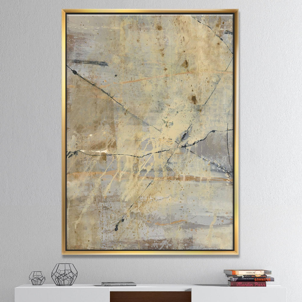 Geometric Cream Block Framed Canvas, 16 inch x 32 inch F628