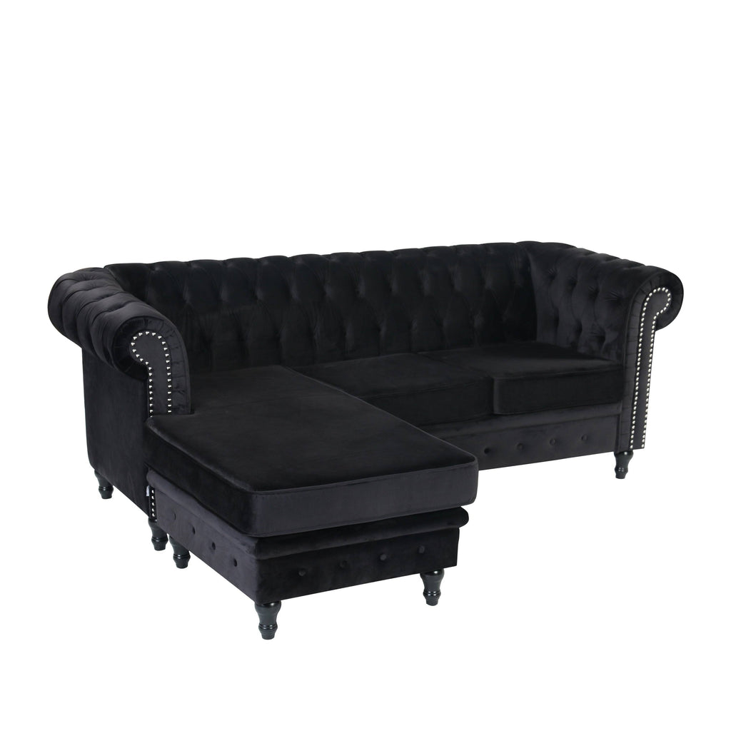 Red Velvet Rolled Arm Sofa with Ottoman Y88666