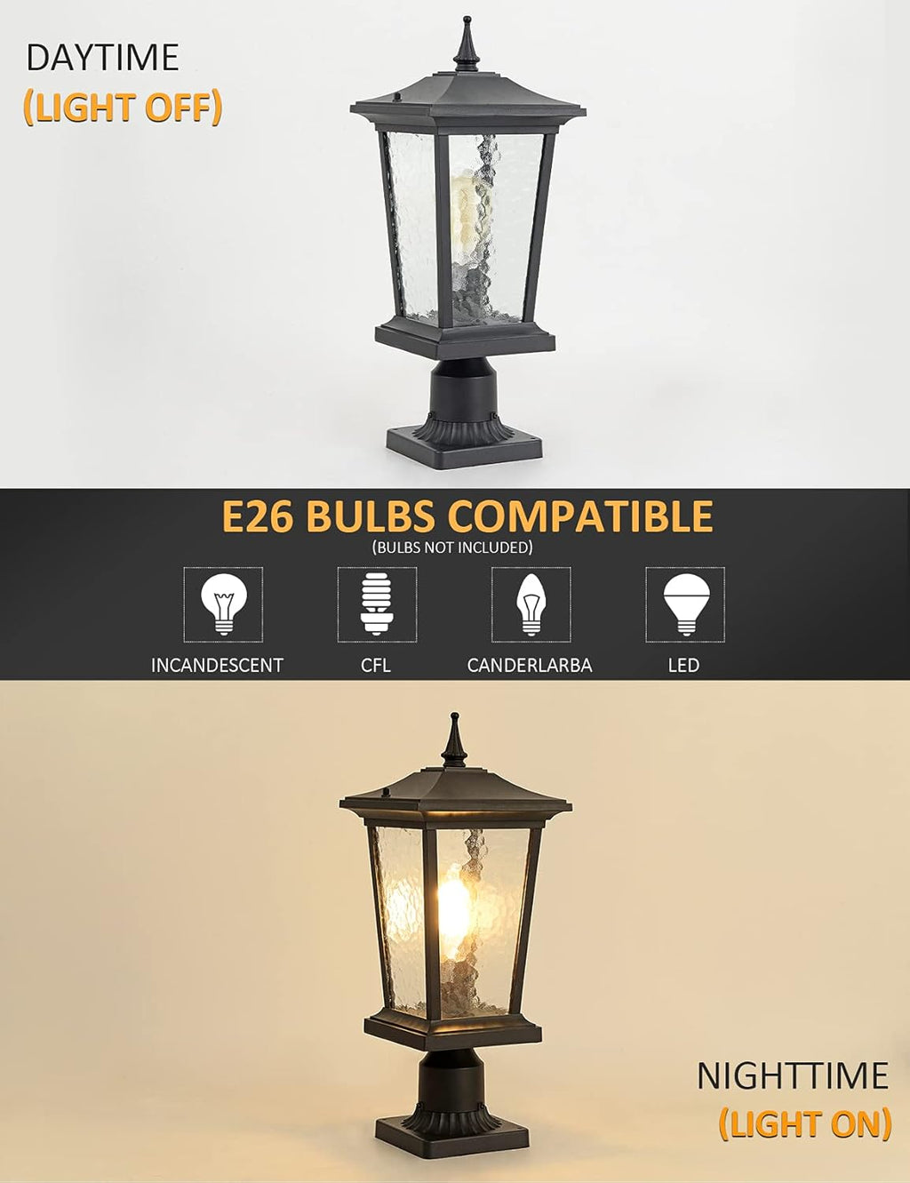 Waterproof IP65 Die Cast Aluminum Outdoor Post Light H389932