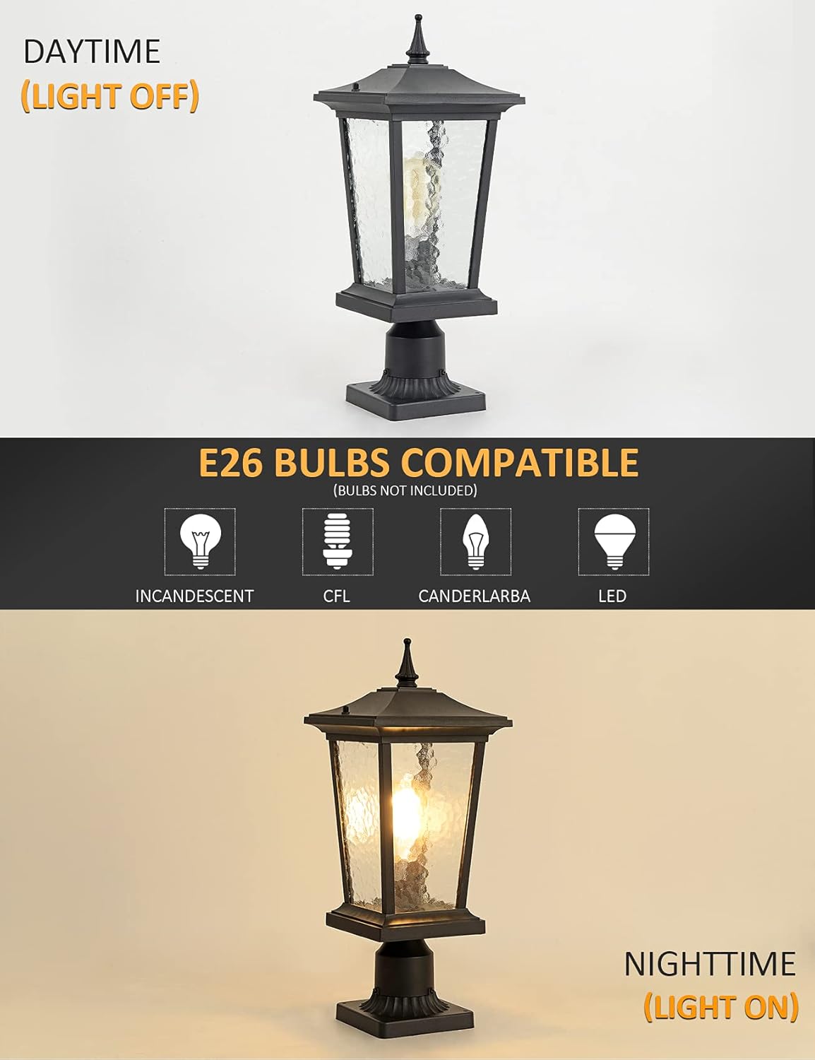 Waterproof IP65 Die Cast Aluminum Outdoor Post Light H389932