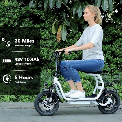 Electric Scooter with Seat, 14" Fat Tire, Foldable S17366