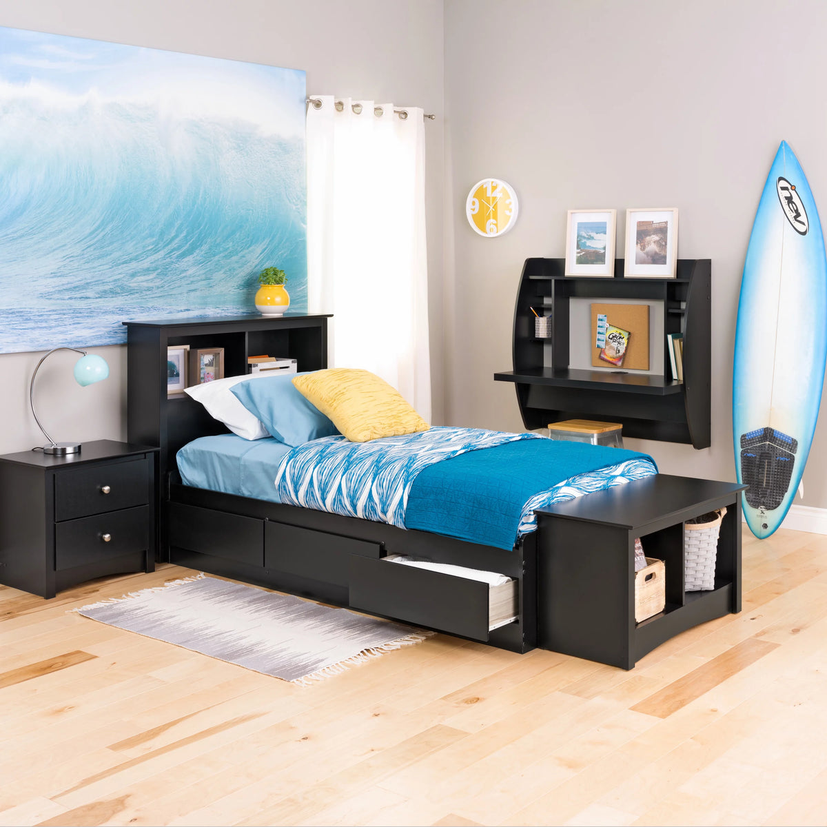 Black Wall Mounted Desk with Storage H6464