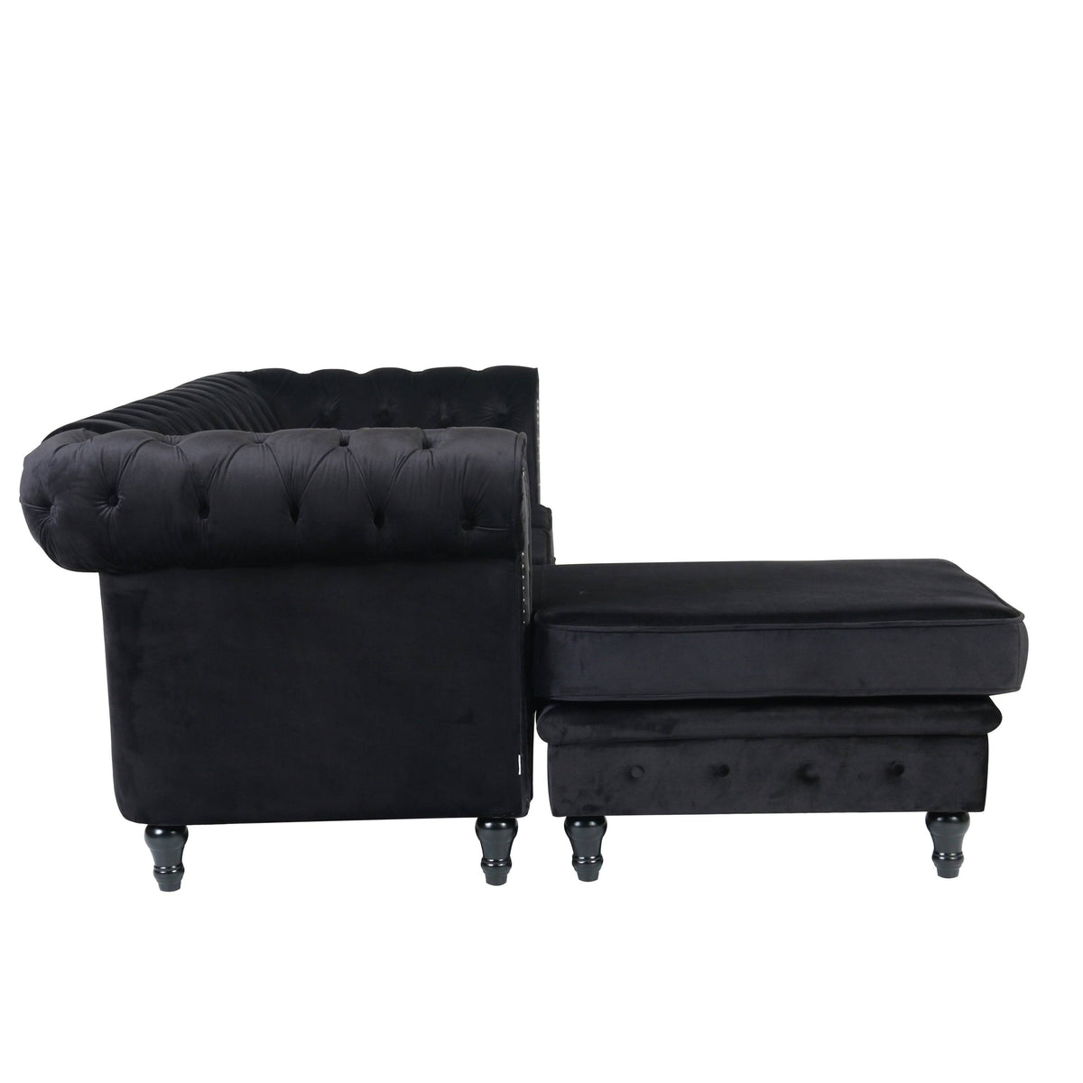 Red Velvet Rolled Arm Sofa with Ottoman Y88666
