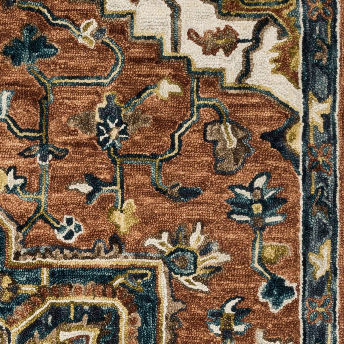 Hand-hooked Wool Star Area Rug Red/Multi 7'9" x 9'9" F423588
