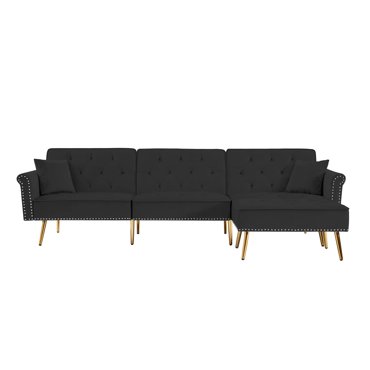 Velvet L Shaped Reversible Sectional Couch with Ottoman H891