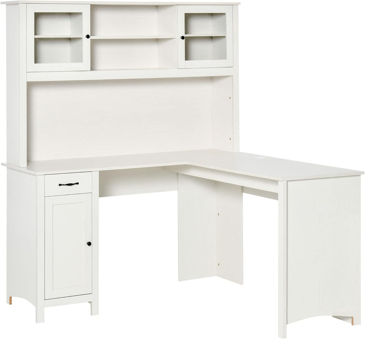 L-Shaped Desk with Hutch and Drawers E570