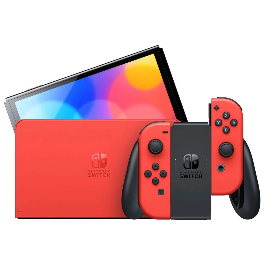 OLED Mario Red Edition Nintendo Switch with Mario Kart 8 Deluxe and Screen Cleaning Cloth Bundle I856