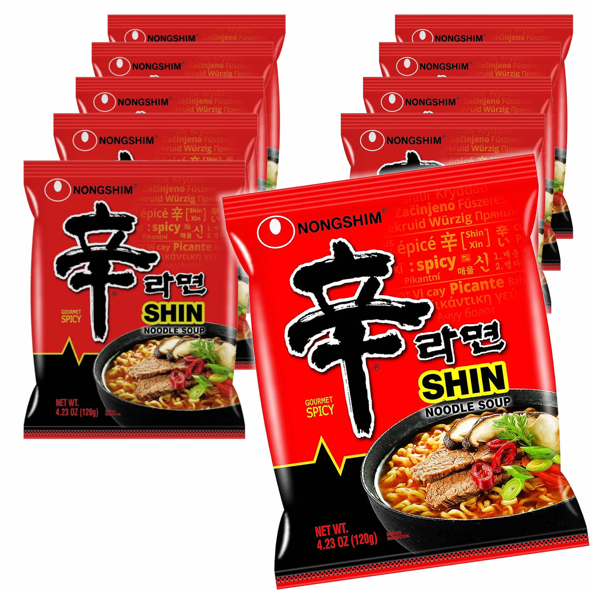 Nongshim SHIN Ramen Spicy Soup Noodles (10 Pack) M277