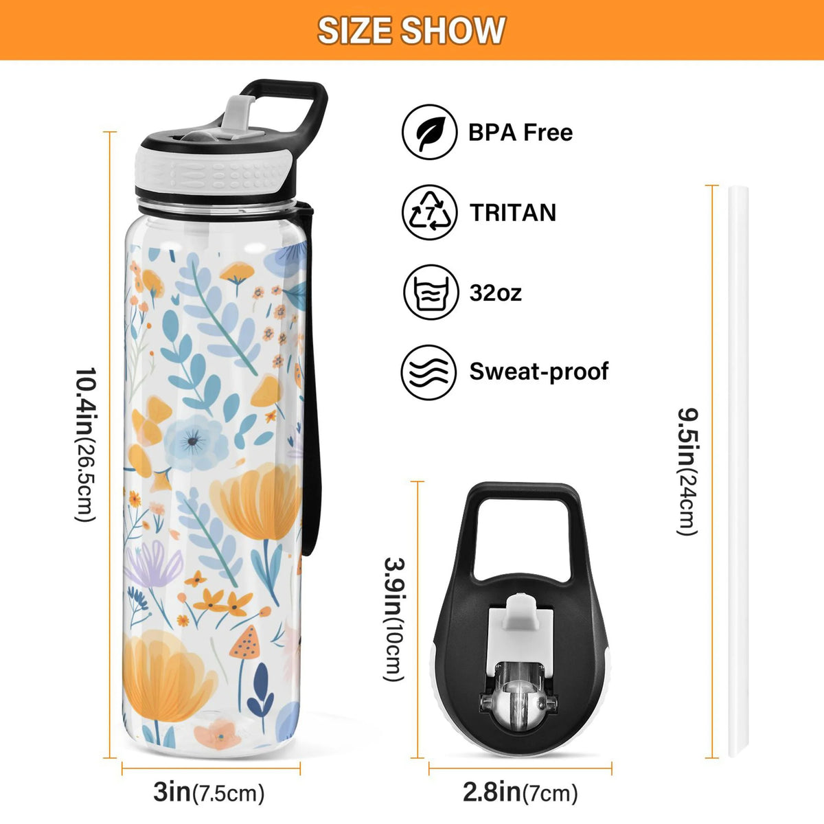 32oz Tritan Water Bottles with Straw Leakproof BPA Free Clear S686415