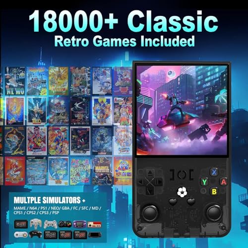 4.0 inch IPS Screen Retro Handheld Game Console 18000+ Games Transparent Black Q2067