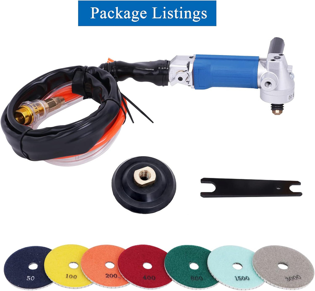 4" Pneumatic Wet Polisher Grinder with 7 Pieces Polishing Pads C83893