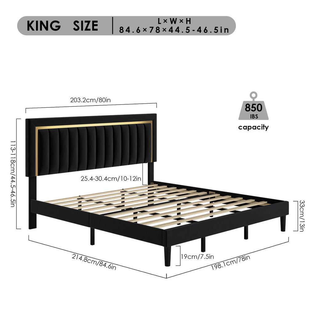 Queen Velvet Tufted Upholstered Platform Bed Frame B347