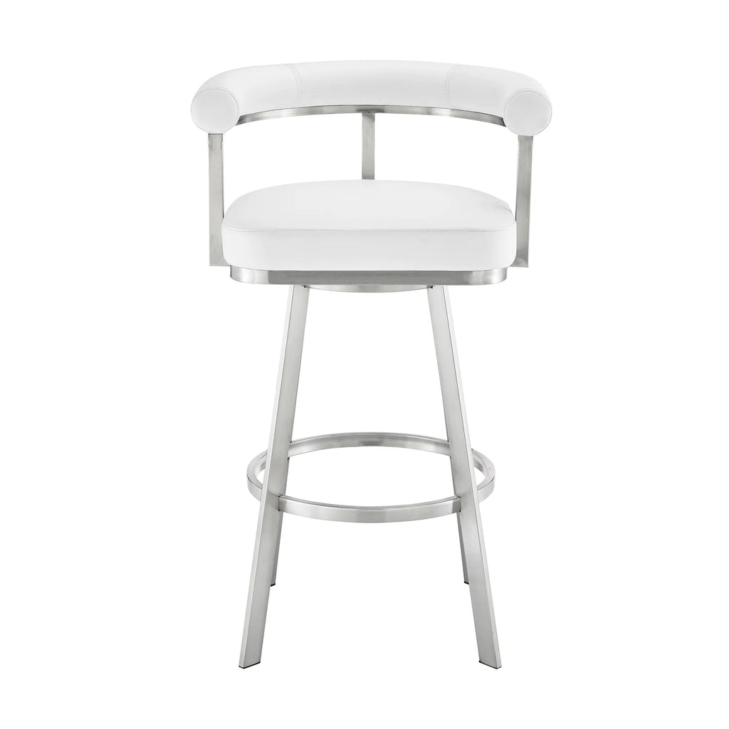 White/Chrome Swivel Bar Stool V17289