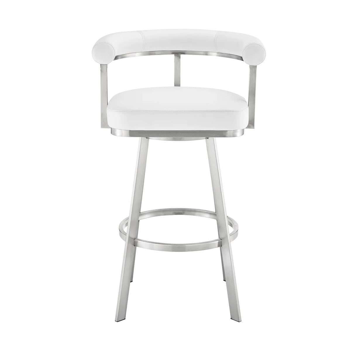 White/Chrome Swivel Bar Stool V17289