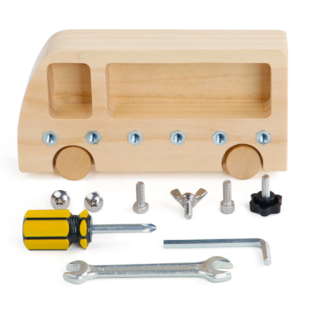 Montessori Screw Driver Board Wooden Busy Bus Sensory Toy Z425151