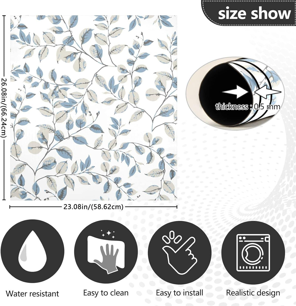 Flower Dishwasher Magnet Cover, 23x26 Inch Decorative Front Dishwasher Cover Sticker J4775