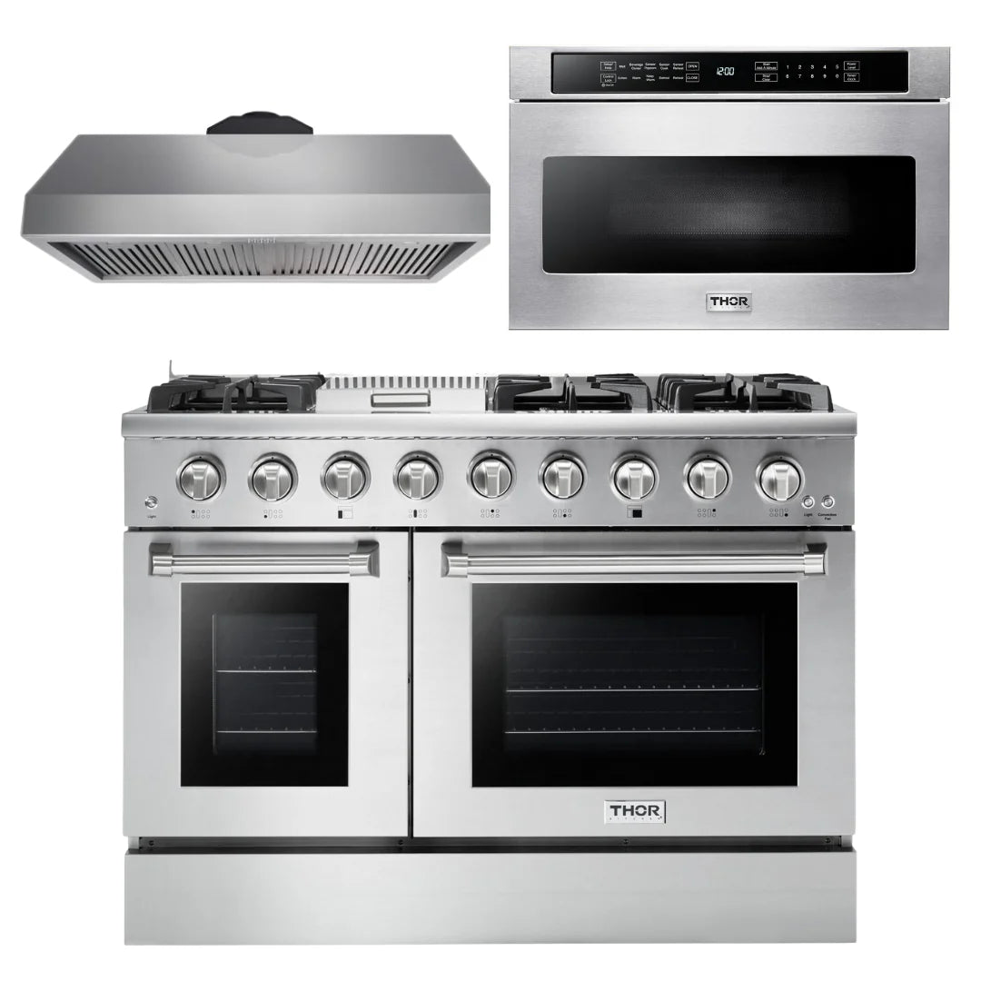 48 Propane Gas Range, Range Hood, Microwave J91997