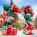 Christmas Balloon Garland Arch Kit with 160Pcs Red Green Silver Peach Nude Balloons N8723