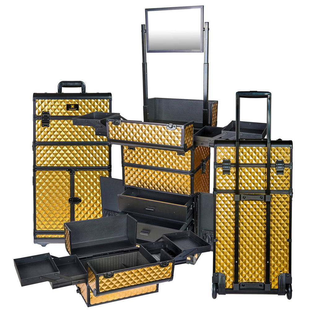 Gold Rolling Train Case Trolley Case P7913