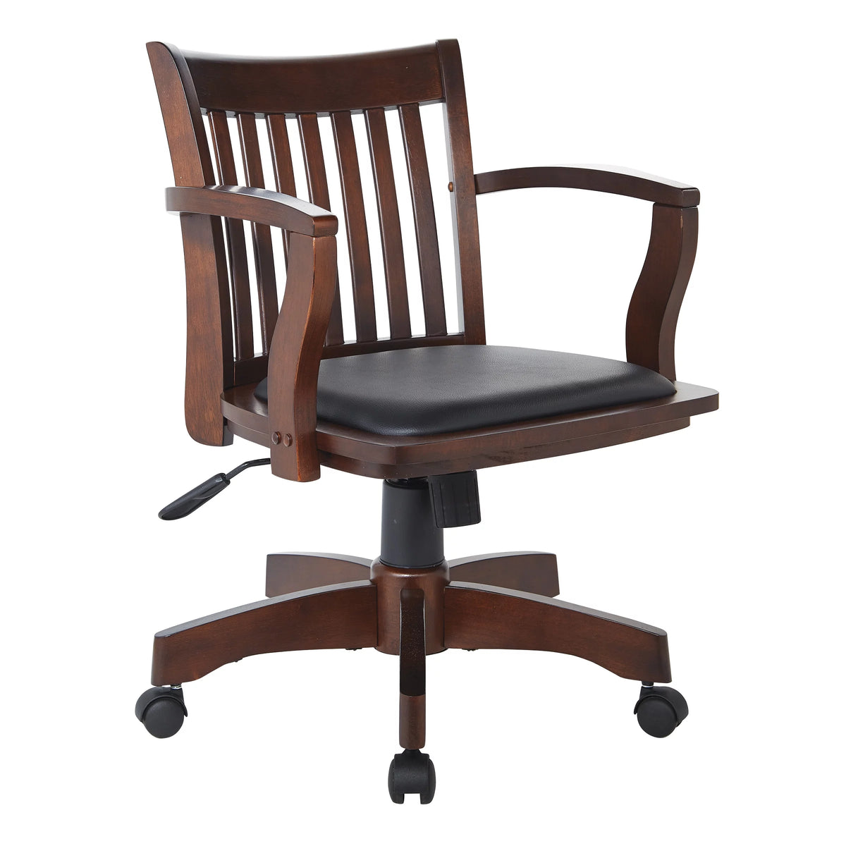 Espresso Finish Black Vinyl Bankers Chair H63078