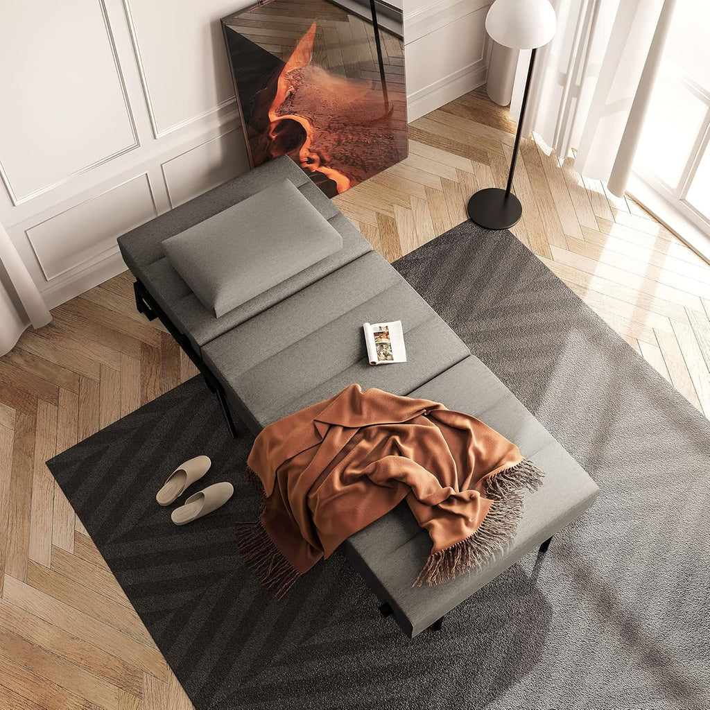 Light Gray Linen Convertible Sofa Bed O675