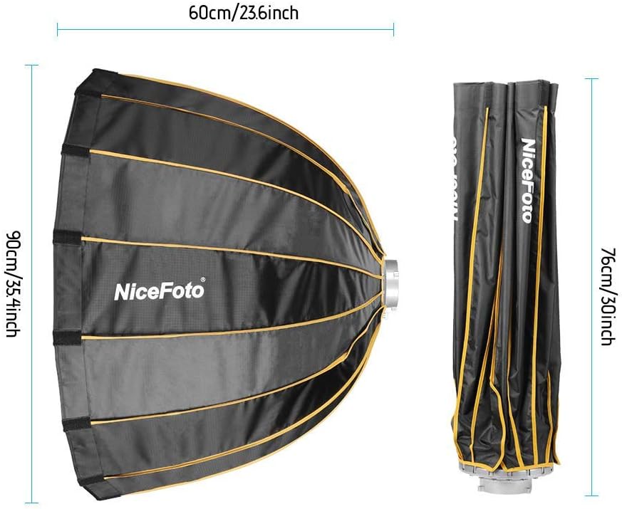 35inch/90cm Folding Deep Parabolic Umbrella Softbox with Grid Carry Bag S15355