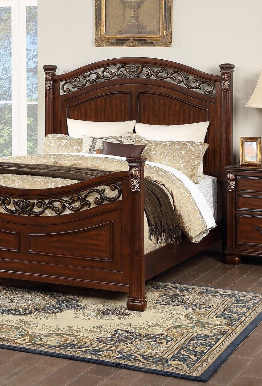 Queen Bed Dresser Mirror Nightstand 4pc Set K903173