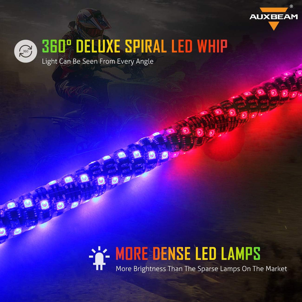 RGB LED Lighted Whip Antenna 3ft Pack of 2 L7728