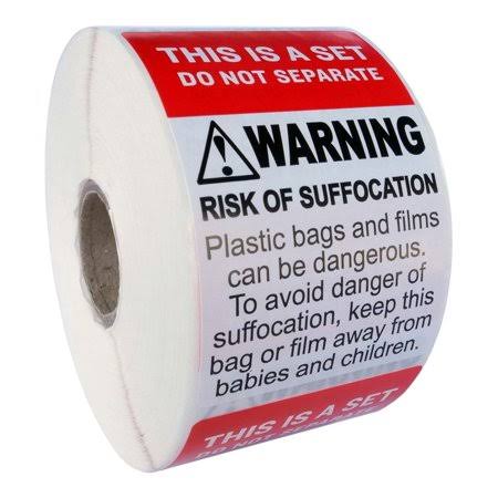 50 Rolls 25,000 Labels Suffocation Warning Labels Combo B230783