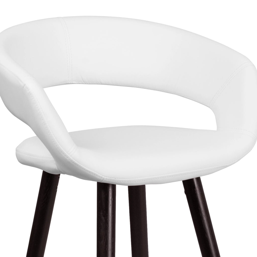 Cappuccino Wood Barstool with White Vinyl T6577