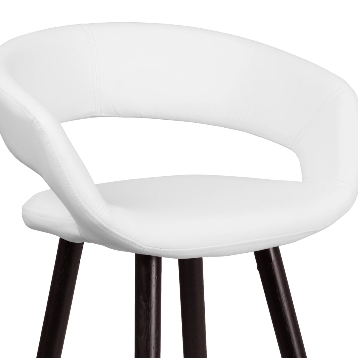 Cappuccino Wood Barstool with White Vinyl T6577