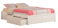 Queen Solid Wood Platform Bed with Footboard & 2 Storage Drawers in White E560