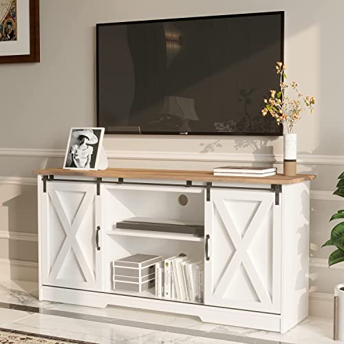 Espresso Farmhouse TV Stand with Sliding Barn Doors H88878