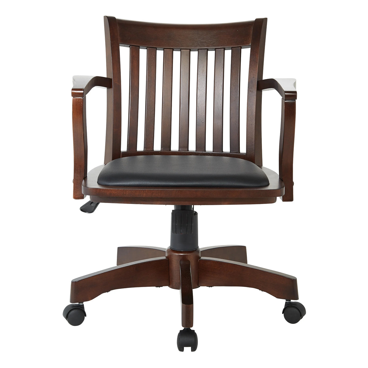 Espresso Finish Black Vinyl Bankers Chair H63078