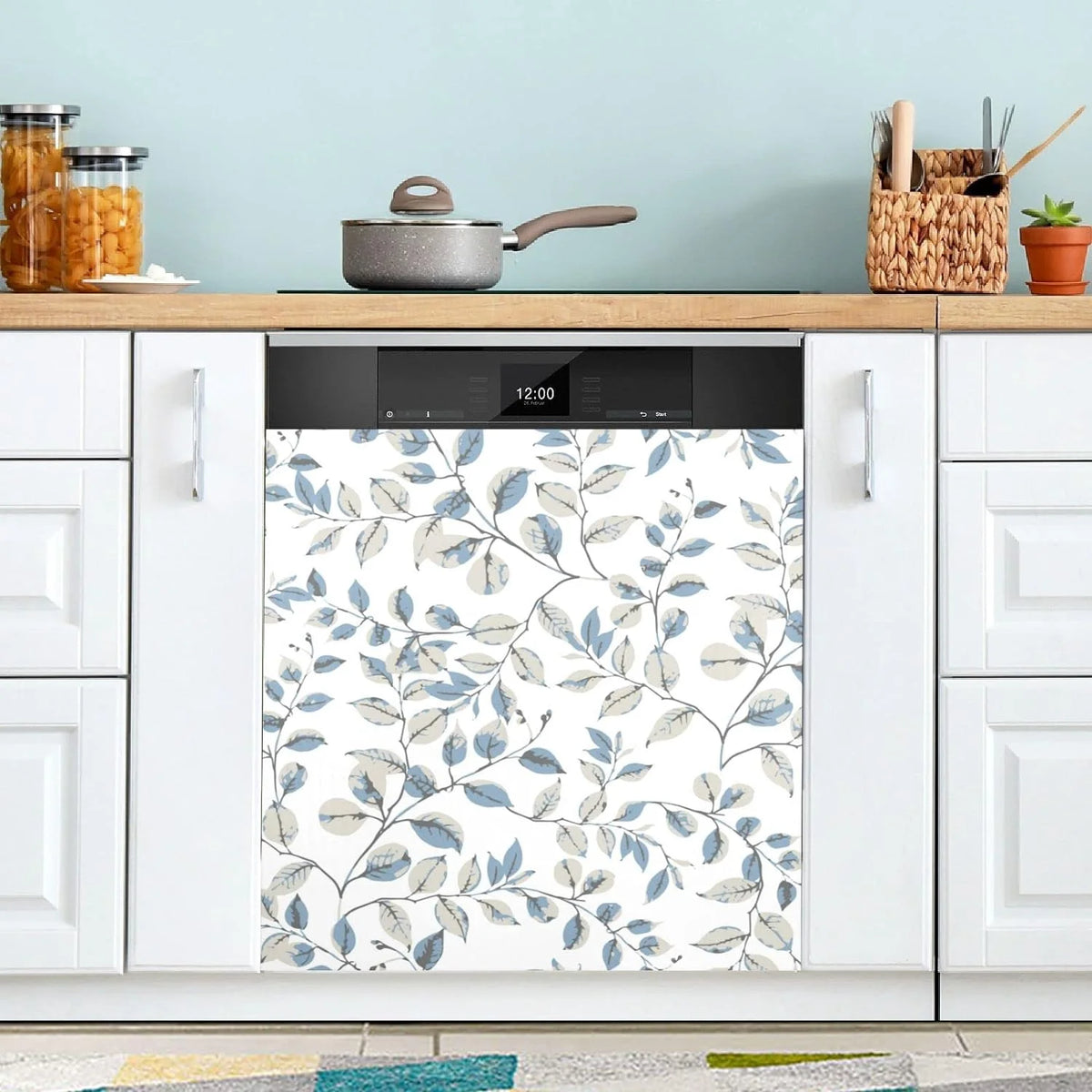 Flower Dishwasher Magnet Cover, 23x26 Inch Decorative Front Dishwasher Cover Sticker J4775
